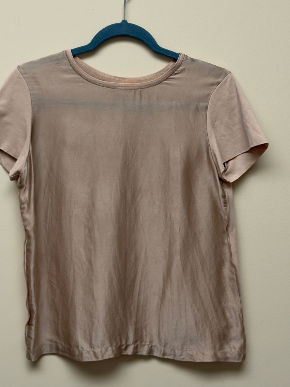 MARELLA Blush Mixed Fabric Short Sleeve Tee（Silk）